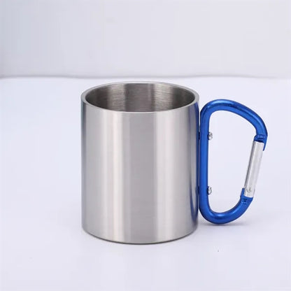 Double Wall Stainless Steel Camping Mug With Carabiner
