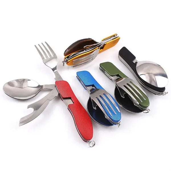 4-In-1 Camping Utensil Set Compact Travel Cutlery