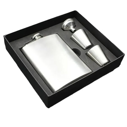 8 Oz Hip Flask Gift Box Set