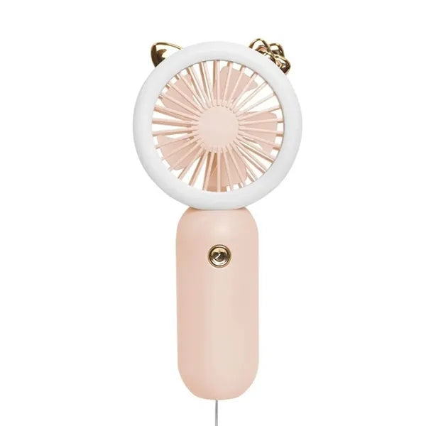 Portable USB rechargeable handheld fan with LED light