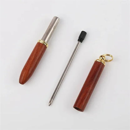 Portable wooden brass metal ballpoint pen