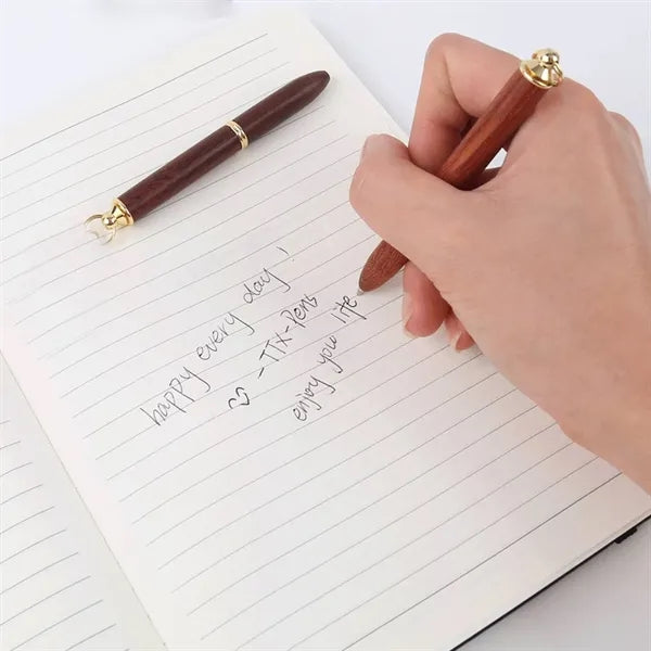 Portable wooden brass metal ballpoint pen