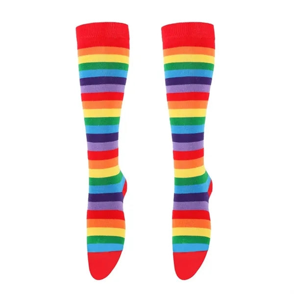 Rainbow Striped Knee High Tube Socks