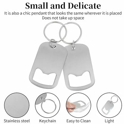 Stainless Steel Flat Beer Bottle Opener Keychain