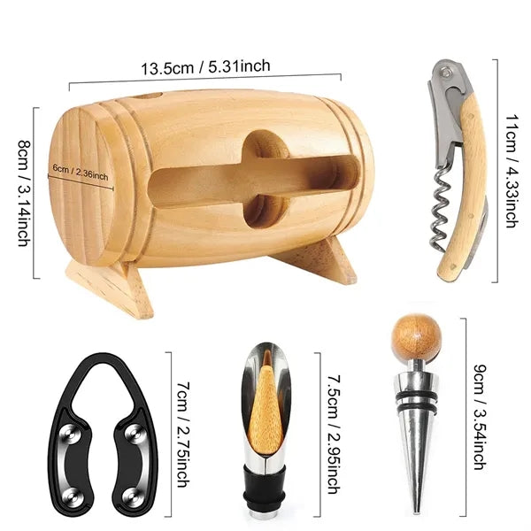 Wine Accessories Set In Barrel Shape