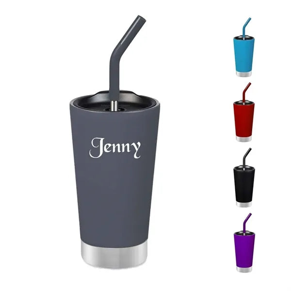 17OZ Stainless Steel Tumbler with Silicon Straw