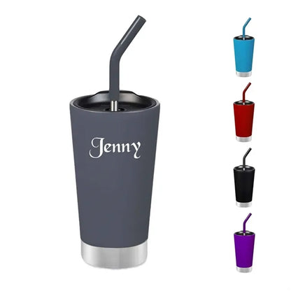 17OZ Stainless Steel Tumbler with Silicon Straw