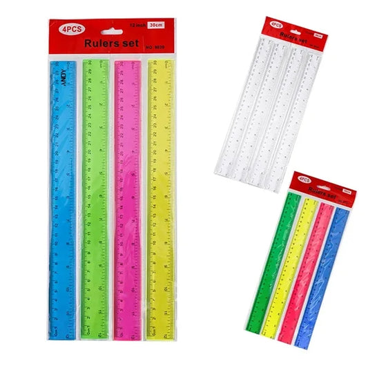 4 pieces of colored long rulers