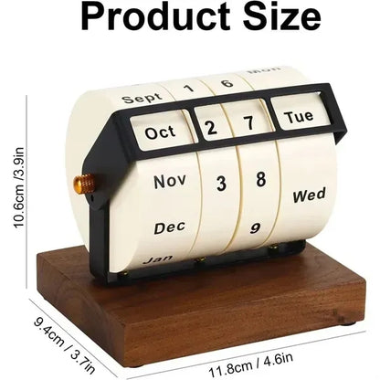 Rotating Perpetual Wooden Desk Calendar