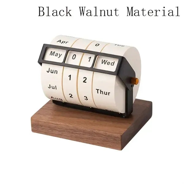 Rotating Perpetual Wooden Desk Calendar