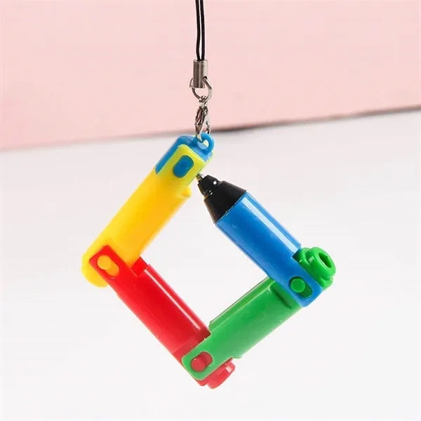 Foldable Plastic Puzzle Ballpoint Pen w/ Hanging Chain