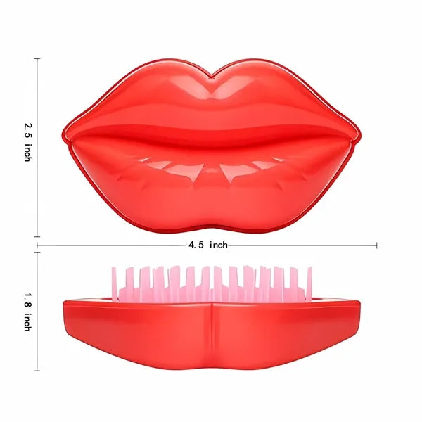 2-In-1 Lip-Shaped Foldable Mirror W/ Hair Brush