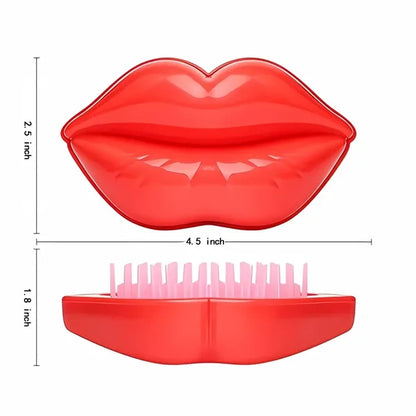 2-In-1 Lip-Shaped Foldable Mirror W/ Hair Brush
