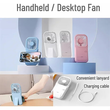Portable Mini Battery Operated Phone Holder Handheld Fan