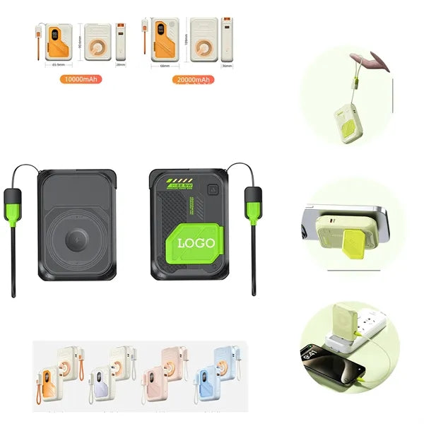 5-in-1 Magnetic Wireless10000mAh Power Bank with AC Plug