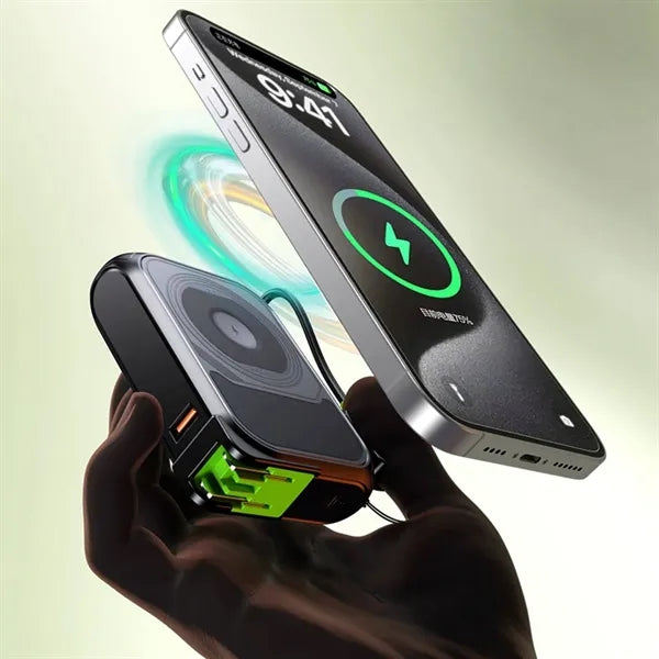 5-in-1 Magnetic Wireless10000mAh Power Bank with AC Plug