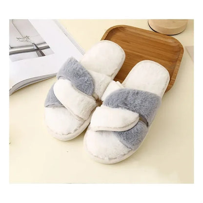 Cross Band Fuzzy Slippers