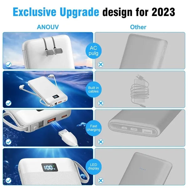 10000mah Plug-In Power Bank with Cable