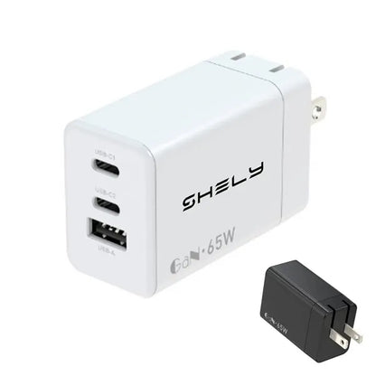 65W Porous GaN Charging Plug with 1 USB-A and 2 USB-C
