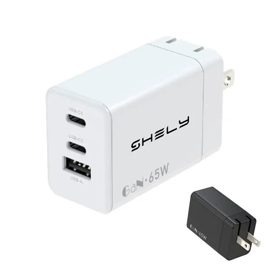 65W Porous GaN Charging Plug with 1 USB-A and 2 USB-C