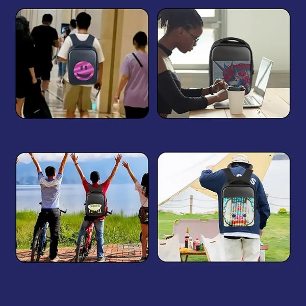 LED Backpack Motorcycle Backpack with 64x64 Screen BT