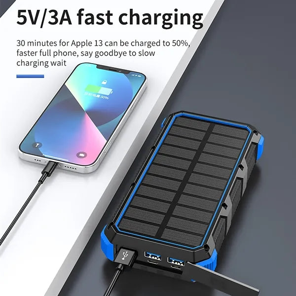 Solar Portable Power Bank 20000mAh with Flashlight