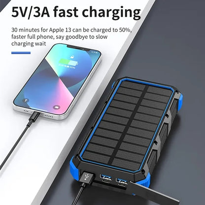 Solar Portable Power Bank 20000mAh with Flashlight