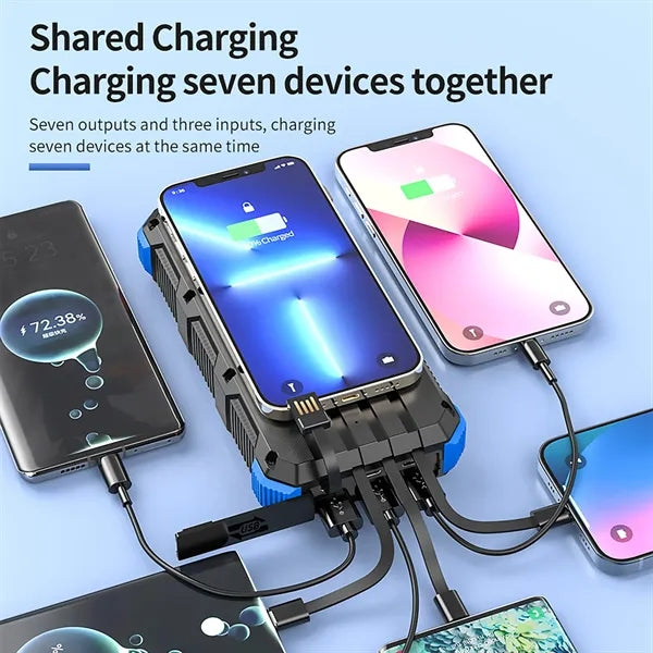 Solar Portable Power Bank 20000mAh with Flashlight
