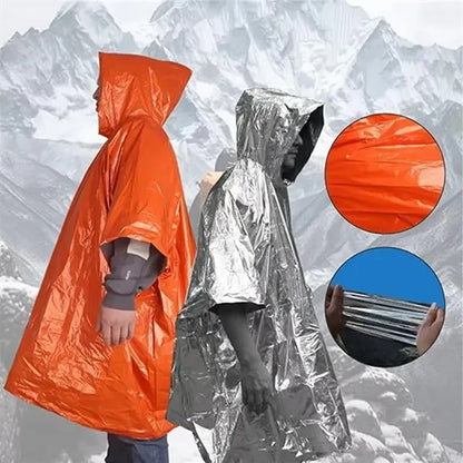 Windproof Thermal Poncho Camping Emergency Essential