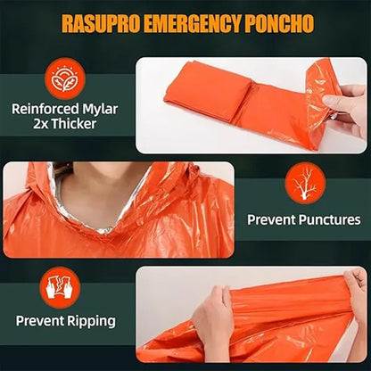 Windproof Thermal Poncho Camping Emergency Essential
