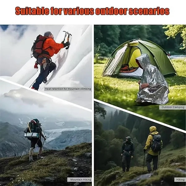 Windproof Thermal Poncho Camping Emergency Essential