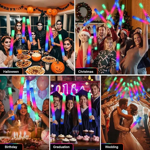Bulk LED Foam Sticks Glow Wedding Concert Halloween Party
