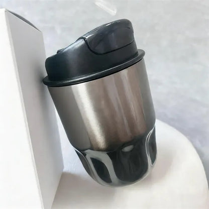 9oz Stainless Steel Car Mug Gradient Black Insulated Lid