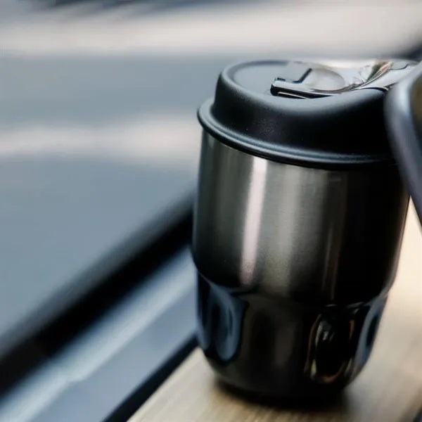 9oz Stainless Steel Car Mug Gradient Black Insulated Lid