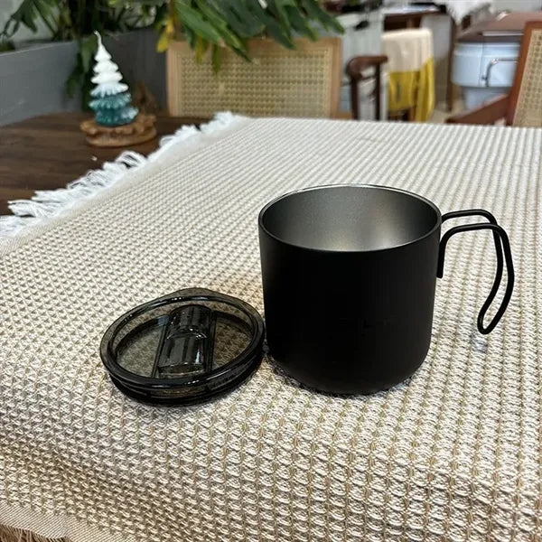 12oz Matte Black Mug For Business Travel With Grip Handle