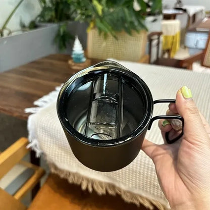 12oz Matte Black Mug For Business Travel With Grip Handle