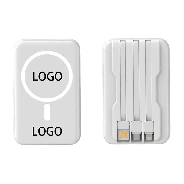 10000Mah Magnetic Wireless Power Bank With Built-In Cables