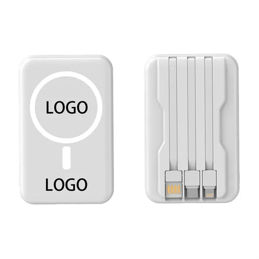 10000Mah Magnetic Wireless Power Bank With Built-In Cables
