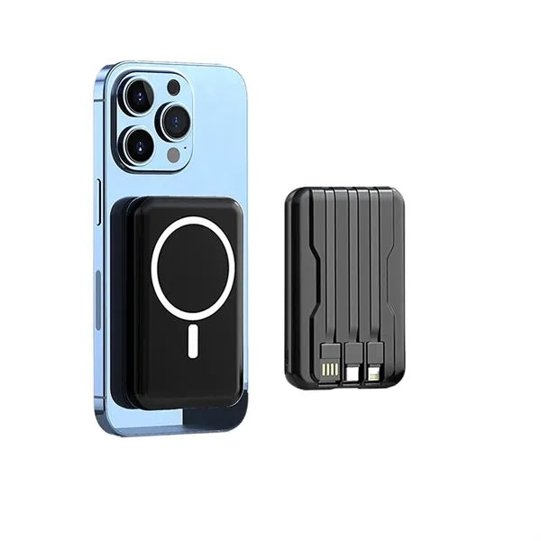 10000Mah Magnetic Wireless Power Bank With Built-In Cables