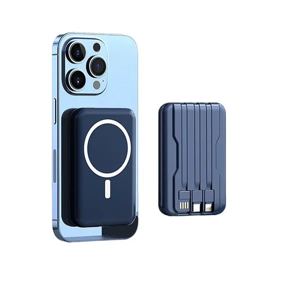 10000Mah Magnetic Wireless Power Bank With Built-In Cables