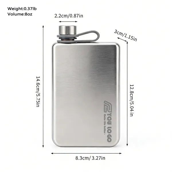 8oz Engravable Steel Flask Gift For Discrete Drinking
