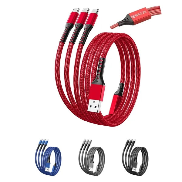 48-Inches Braided 3-in-1 Charging Cable