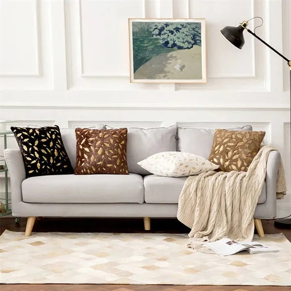 Double Sided Feather Hot Pressed Golden Plush Pillowcase