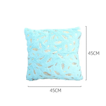 Double Sided Feather Hot Pressed Golden Plush Pillowcase