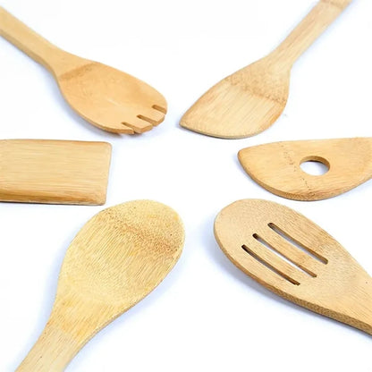 6pcs Bamboo Kitchen Utensils