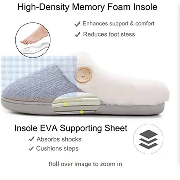 Non-slip outdoor home memory cotton warm plush slippers