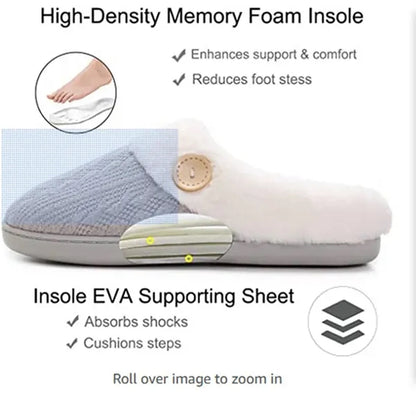 Non-slip outdoor home memory cotton warm plush slippers