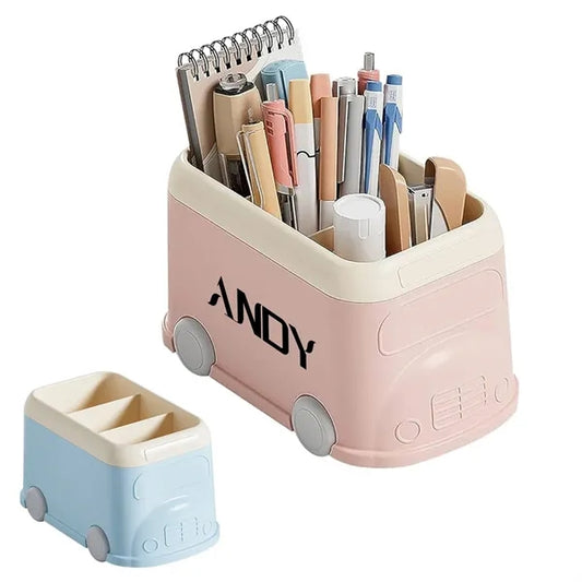 Bus Shaped Pen Pot Desk Organizer Case Cosmetic Brush Holder