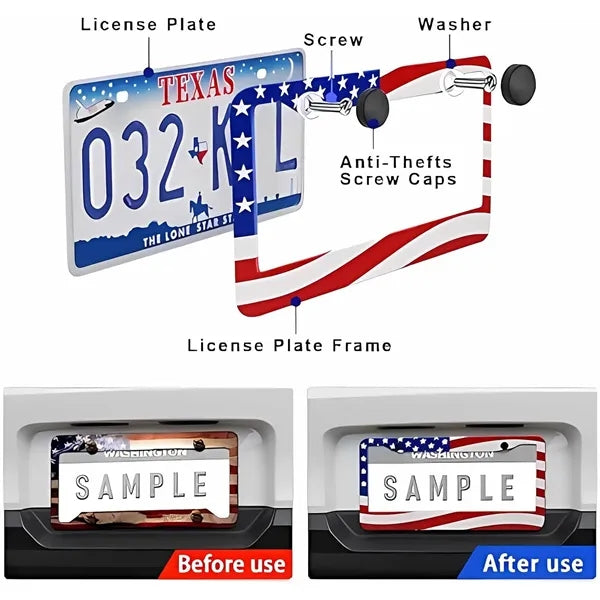 Full View American Flag License Plate Frame