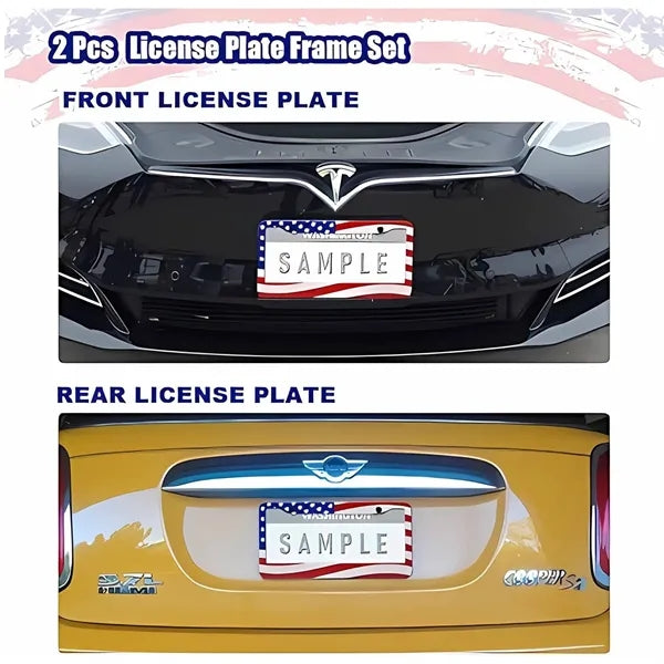 Full View American Flag License Plate Frame
